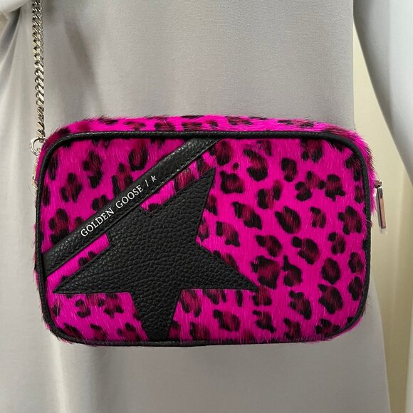 Authentic Golden Goose Star Bag - Fuschia Leopard Print - Picture 2 of 16